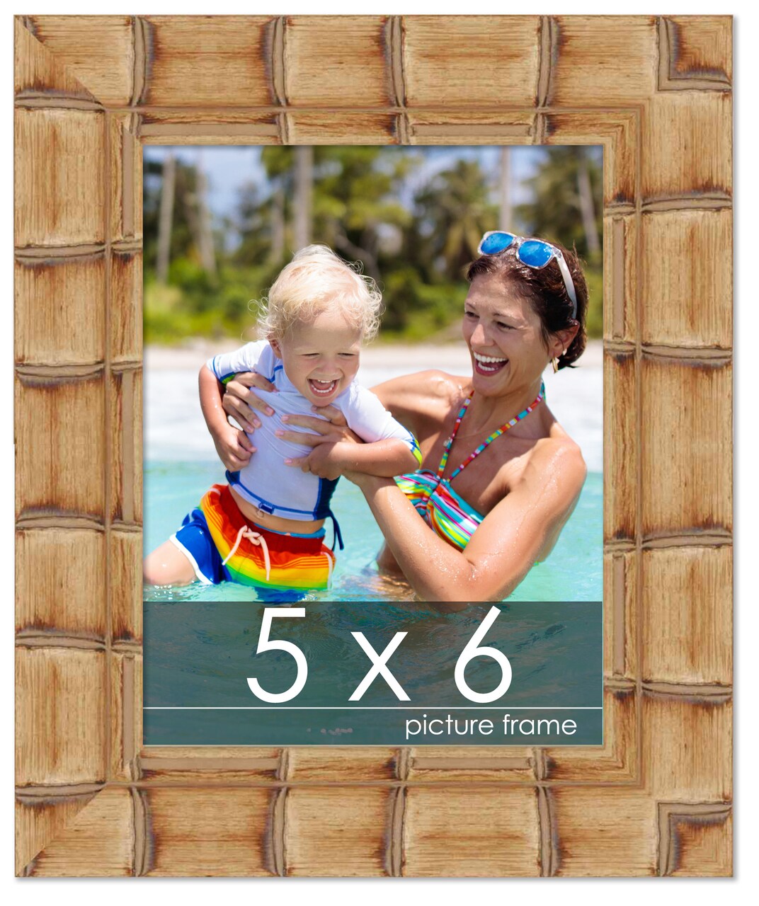 5x6 Wide Bamboo Picture Frame with UV-Resistant Acrylic & Acid Free Backing, Available in 4 Finishes - Brown, Black, Silver, and Natural